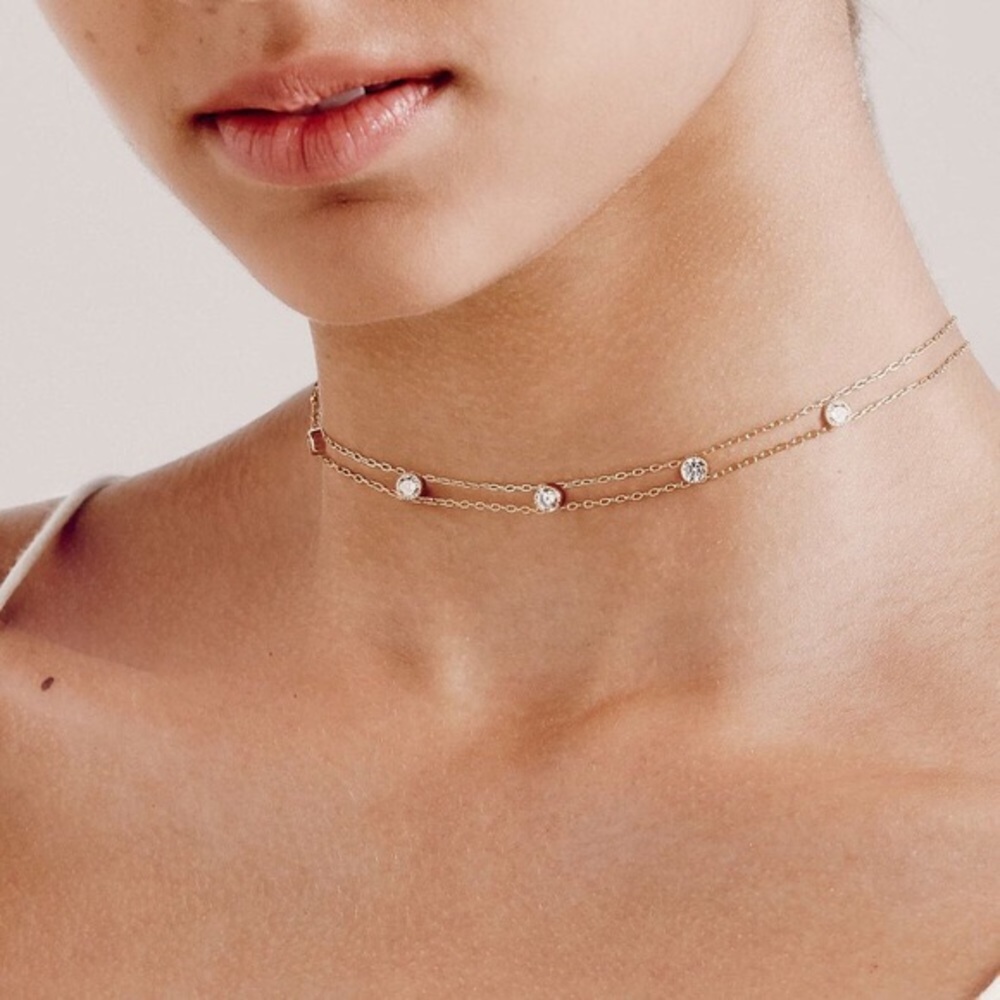 Chloe + Isabel Crystal Choker Necklace - gold